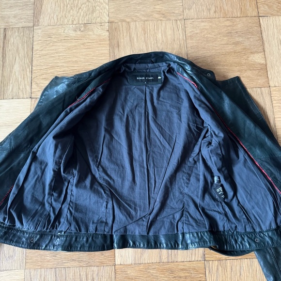 Black Rivet Small Green Distressed Leather Moto Jacket Full Zip Biker - Picture 3 of 12